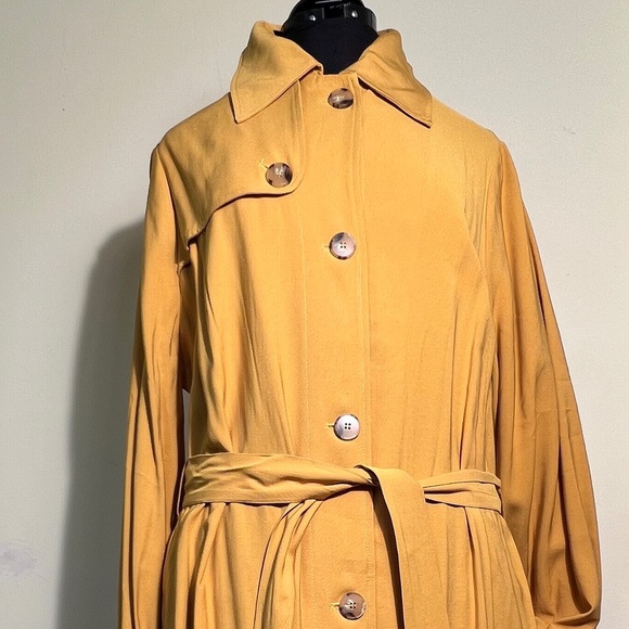 Anthropologie If By The Sea Yellow Light Weight Fall/Spring Trench Coat Size L - Picture 1 of 10